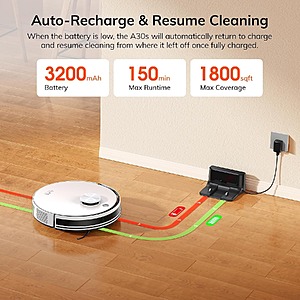ILIFE A30s Robot Vacuum with10000Pa Max Suction $119 + Free Shipping