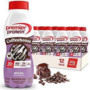 [S&S]Premier Protein COFFEEHOUSE 30g Protein Shake, Mocha, 12 Pack | Caffeinated Energy Beverage, 160 Calories, 24 Vitamins & Minerals, 11.5 oz $23.81