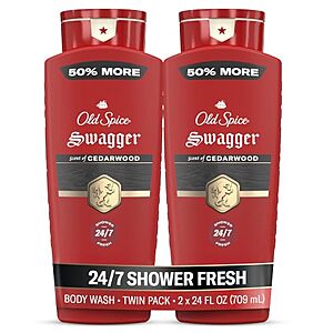 [Prime] $9.49 | 2-Pack 24-Oz Old Spice Refreshing Body Wash for Men (Swagger with Cedarwood) at Amazon