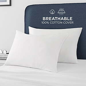 Great Sleep® Down Alternative Cotton Sateen Covered Pillows, Hotel Style, 2 Pack, Standard/Queen $24.26