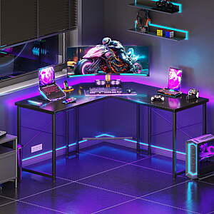 $47.50 FS WALMART by Casacomoda Computer Desk L Shaped, 51 Inch Reversible L Shaped Desk, Gaming Desk, Corner Desk, Gaming Table, Carbon Fiber Black