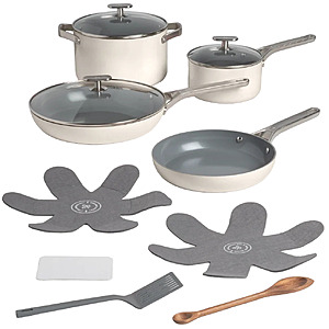 Greater Goods 12-Piece Premium PFAS-Free Triple-Layer Ceramic Cookware Set (Birch White or Coral Pink) $59.99 + Free S/H