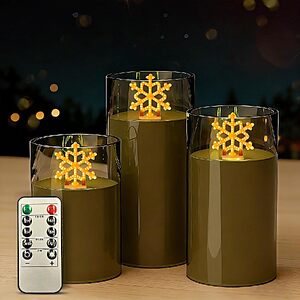 3-Piece L LOHAS LED Holiday Flameless Candle Night Light Set w/ Remote, 5 Brightness Levels & Timer (Snowflake, Deer or Christmas Tree) $15.99 + Free Shipping w/ Prime or on $35+