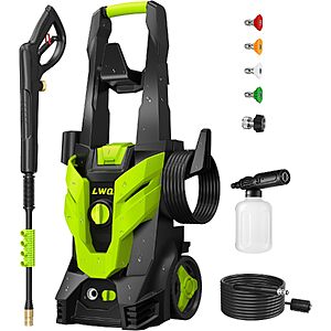 LWQ Pressure Washer, Power Washer with 4 Quick Connect Nozzles 1 Foam Cannon, High Pressure Cleaning Machine (Bright Green) $71.99