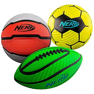 Nerf 3-Pack Mini Foam Multi-Sport Ball Set (Football, Soccer Ball & Basketball) $11.99 + Free Shipping w/ Prime or on $35+