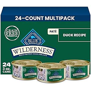 [SnS, AC] $14.11* | 24-Ct 3-Oz Blue Buffalo Wilderness Duck Paté Grain-Free Wet Cat Food at Amazon