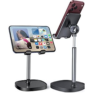 LISEN Adjustable Cell Phone Stand (Black, for Phones & Tablets 4-10") $6.99 + Free Shipping w/ Prime or on $35+