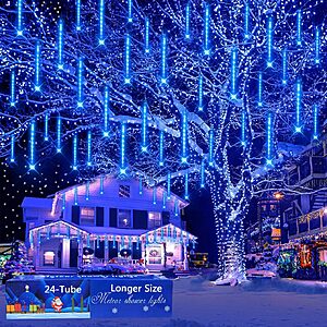 30' Aokudoni 24-Tube 576-LED Meteor Shower Christmas Lights (White or Blue) $17.49 + Free Shipping w/ Prime or on $35+