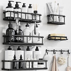 6-Piece Yasonic Shower Caddy Organizers w/ Hooks (‎Black) $9.99 + Free Shipping w/ Prime or on $35+