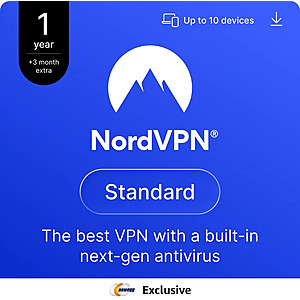 15-Months NordVPN Standard (10 Devices, Digital Download) $25