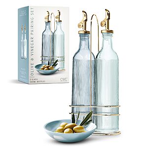 COOK WITH COLOR Glass Olive Oil Bottle Dispenser - 2 Pack- 17oz Vinegar Cruet - Olive Oil Carafe Decanter for Kitchen $18.98