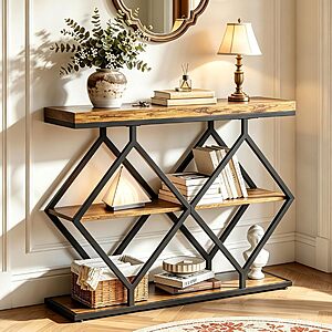 39" Garvee 3-Tier Industrial Entryway Table w/ Wood Shelves & Metal Frame $54.99 + Free Shipping