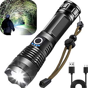 Mapskey 100000 High Lumens Flashlights,Usb Rechargeable Powerful Waterproof Super Very Bright Lighting $10.99