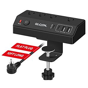 1050J 10' Glcon Desk Clamp Power Strip w/ 4 AC Outlets, 20W USB-C Fast Charging (Black or White) $22.92 + Free Shipping w/ Prime or on $35+