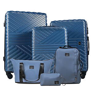 Travelhouse 6 Piece Hardshell Luggage Set Lightweight Suitcase with TSA Lock and Spinner Wheels with Backpack, Duffel Bag ,Packing Cubes,Blue $85.49