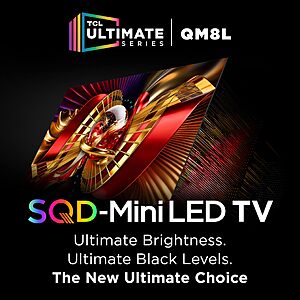 TCL 75 Inch Class QM8L Series | SQD-Mini-LED QLED Smart TV | 75QM8L, 2026 Model | 144Hz | Ultimate Color Brightness &amp; Contrast | Google AI Bang &amp; Olufsen