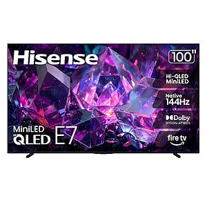 [Prime] 100" Hisense E7 Cinema Series Hi-QLED Mini-LED 4K UHD Smart Fire TV w/ Native 144Hz (100E7SF) $1697.99 + Free Shipping
