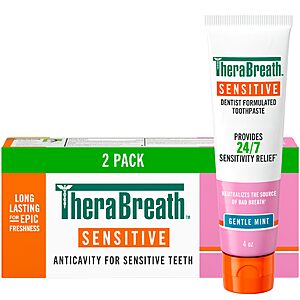 $7.64 S&S TheraBreath Sensitive Toothpaste, Gentle Mint, 4 oz, 2-Pack AMAZON