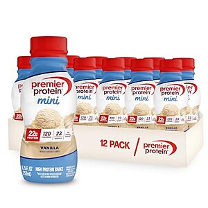 [SnS, AC] $16.13 | 12-Pack 8.75-Oz Premier Protein MINIs 22g Protein Shake (Vanilla) at Amazon