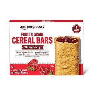 [Prime, SnS] $1.61 | 8-Pack 1.3-Oz Amazon Grocery Fruit & Grain Cereal Bars (Strawberry) at Amazon