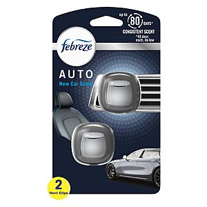 $6.12 S&S, get $3 Amazon Credit Febreze AUTO Air Freshener, Odor-Fighting Automotive Vent Clip,  New Car or Tropical Scent, 2 Count