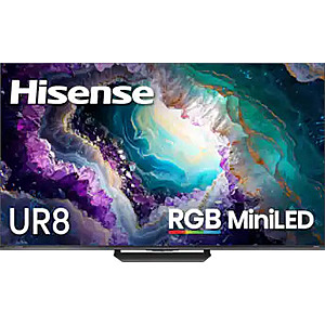 Hisense 65" UR8 RGB MiniLED UHD 4K HDR Smart Google TV with Gemini and Anti Reflection Screen (2026) $1099.99