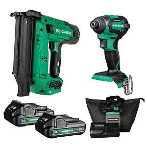 Metabo KC18DEXQD HPT 18V MultiVolt™ Brad Nailer + Impact Driver Combo Kit ~$154 + Free S/H