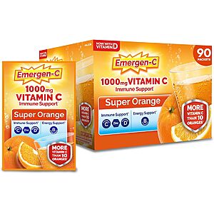 Prime: 90-Pack Emergen-C Vitamin C 1000mg Immune Support Powder (Orange) $19.94 w/ S&S + Free Shipping