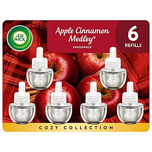 Air Wick Plug-In Scented Oil Refills, Apple Cinnamon Air Freshener, 6 Count for $2.80