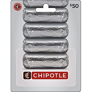 $50 Chipotle Gift Card (Physical Card) + $10 Amazon Promotional Credit $50 + Free S&H