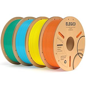 [Prime] $39.06* | 4-Ct 1Kg ELEGOO PLA Plus 1.75mm 3D Printer Filament Spool Bundles at Amazon