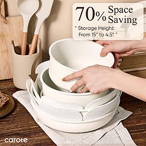 CAROTE Pots and Pans Set Non Stick, Detachable Handle Cookware, 21pcs,White $59.95