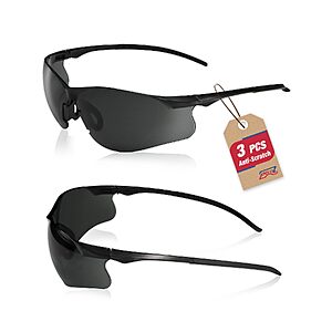 3-Pack ANSI Z87.1 Smoke Tinted Safety Glasses $6.45 + Free Shipping w/ Prime or on $35+