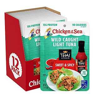 [Prime] 12-Pack 2.5-Oz Chicken of the Sea Wild Caught Light Tuna Packets (Sweet & Spicy) $5.94 w/ S&S + Free Shipping