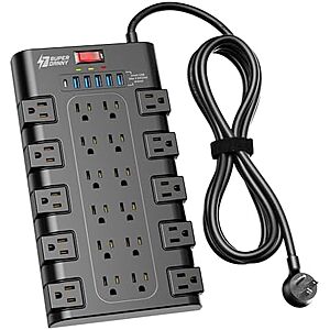 [Prime] $19.94* | 22-Outlet SUPERDANNY 2100J Surge Protector w/ 6x USB Ports & 6.5' Cord at Amazon