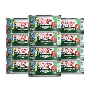 [Prime] 12-Pack 12-Oz Chicken of the Sea Wild Caught Chunk Light Tuna in Oil $24.22 w/ S&S + Free Shipping