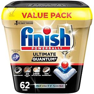[Prime, SnS] $12.56* | 62-Ct Finish Ultimate Plus Infinity Shine Dishwashing Tablets (Unscented) at Amazon (20.3￠ each)
