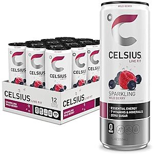 Prime: 12-Pack 12-Oz Celsius Sugar Free Energy Drink (Wild Berry) $12.60 w/ S&S + Free Shipping