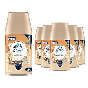 Glade Automatic Spray Refill, Air Freshener for Home and Bathroom, Vanilla Caramel Twist, 6.2 Oz, 6 Count for $25