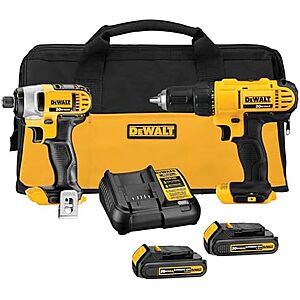 [Prime] $138.99* | DeWALT 20V MAX Cordless Drill + Impact Driver Combo Kit + 10% Back w/ Prime Visa Card at Amazon