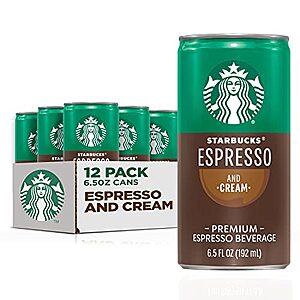 [Prime, SnS, AC] $13.58 | 12-Pack 6.5-Oz Starbucks Ready to Drink Coffee Cans (Espresso & Cream) at Amazon ($1.13 each)