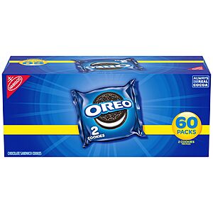 OREO Chocolate Sandwich Cookies, 60 Snack Packs (2 Cookies Per Pack) for $12.95