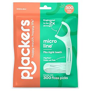 [Prime, SnS] $4.90* | 300-Ct Plackers Micro Line Dental Floss Picks (Fresh Mint) at Amazon