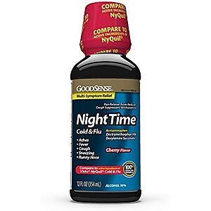 [Prime, SnS] $1.91* | 12oz GoodSense Nighttime Cold & Flu Liquid Medicine (Cherry Flavor) at Amazon
