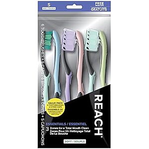 [Prime] $2.98* | 6-Count REACH Essentials Toothbrush with Toothbrush Caps (Soft) at Amazon