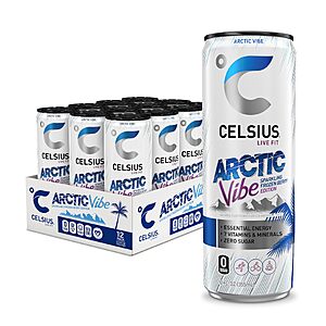 CELSIUS ARCTIC VIBE Sparkling Frozen Berry, Sugar Free Energy Drink, 12 Fl Oz (Pack of 12) $12.60