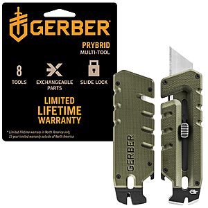 Gerber Prybrid EDC Pocket Knife Multitool 8-in-1 Box Cutter, Green G10 for $8.09