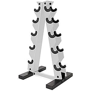 [Prime] $23.99* | CAP Barbell A-Frame Dumbbell Weight Rack (200-Lb Capacity, White) at Amazon