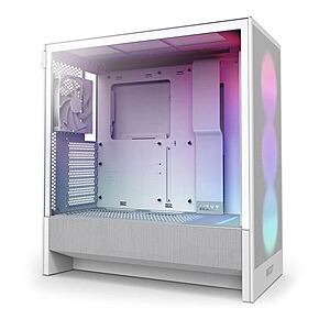 NZXT H5 Flow RGB (2024) Tempered Glass ATX Mid-Tower Computer Case (White) $69.99
