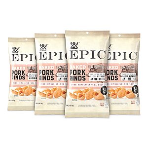 EPIC Pink Himalayan Salt Pork Rinds, Keto, 4Ct Box 2.5oz bags (Pack of 4) for $10.6